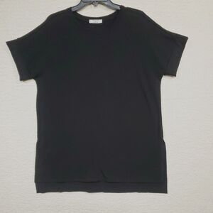 Zenana Black Round Neck Short Sleeve (Cuffed) T-Shirt Size M